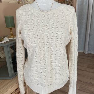 Elegant A&F Cream Pointelle Sweater